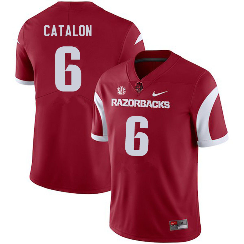 Men #6 Kendall Catalon Arkansas Razorbacks College Football Jerseys Sale-Cardinal - Click Image to Close